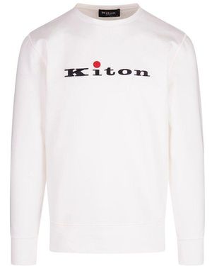 Kiton Logo Embroidered Crewneck Sweatshirt - White