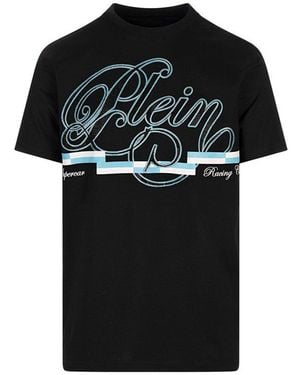 Philipp Plein Round Neck Ss Coursive Border T-Shirt - Black