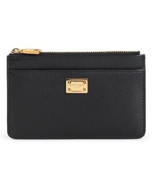 Dolce & Gabbana Logo Plate Zipped Cardholder - Black