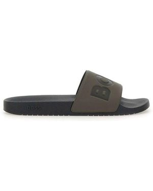 BOSS Aryeh Open Toe Slip-On Slides - Black