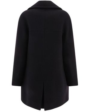 Alaïa Double-Breasted Straight Fit Pea Coat in Black | Lyst
