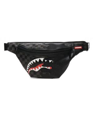 Sprayground Unfinished Shark Zipped Crossbody Bag - Black