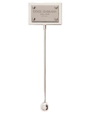 Dolce & Gabbana Dg Logo Tag Lapel Pin - White