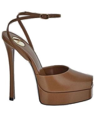 Saint Laurent La Scandale Platform Sandals - Brown
