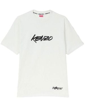 KENZO Logo Printed Crewneck T-Shirt - White