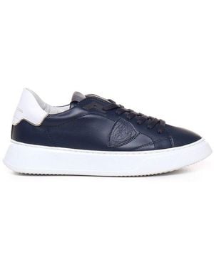 Philippe Model Temple Round Toe Lace-Up Sneakers - Blue