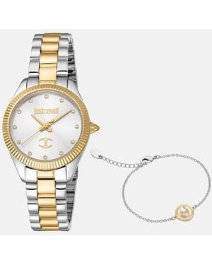 Just Cavalli Embellished Bracelet And Watch Set - Metallic