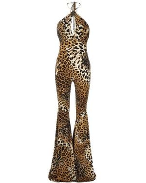 Roberto Cavalli Jaguar Skin Printed Jumpsuit - Metallic