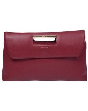 Furla Logo Engraved Medium Clutch Bag - Red