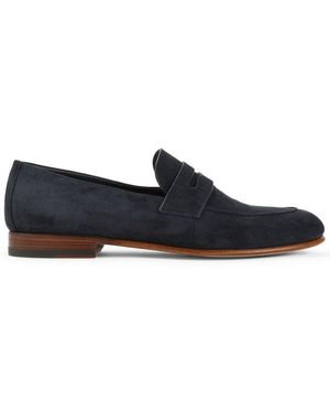 Giorgio Armani Round Toe Slip-On Loafers - Blue