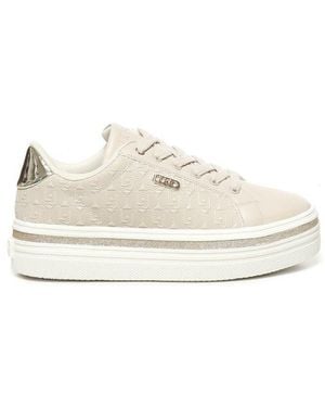 Liu Jo Monogram Embossed Platform Lace-Up Sneakers - White