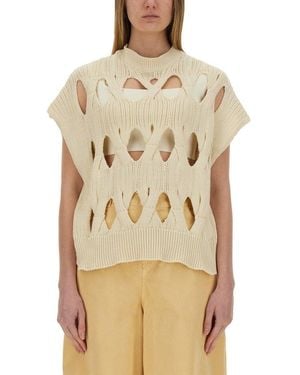 Alysi Springtime Knit Jersey Top - Natural