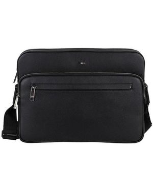 BOSS Logo-Debossed Zipped Messenger Bag in Black for Men | Lyst
