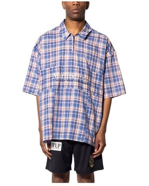 Martine Rose Logo Embroidered Checked Shirt - Blue