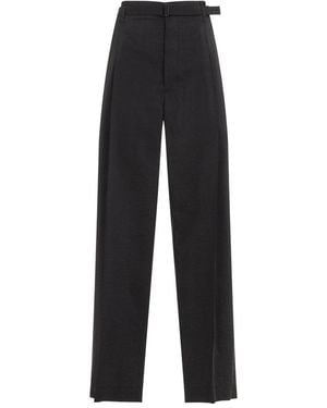 Lemaire Pleat Detailed Belted Trousers - Black