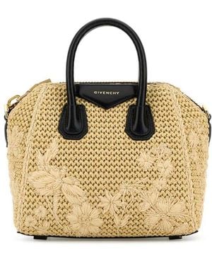 Givenchy Mini Antigona Raffia Tote Bag - Metallic