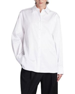 Magda Butrym Long-Sleeved Curved Hem Shirt - White