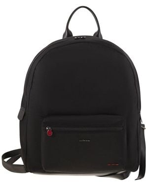 Kiton Logo Lettering Zipped Backpack - Black