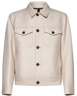 Harris Wharf London Buttoned Shirt Jacket - Natural