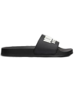 BBCICECREAM Logo Embossed Almond Toe Slides - Black