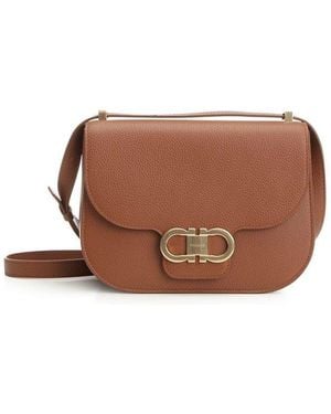 Ferragamo Gancini Foldover Crossbody Bag - Brown