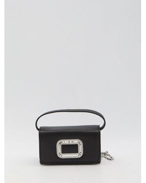 ROGER VIVIER Pilgrim マイクロ ハンドバッグ Pilgrim Micro embellished satin shoulder bag in black