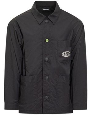 Barrow Logo Printed Button-Up Shirt Jacket - Black