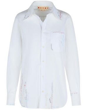 Marni Stitched Long-Sleeved Shirt - White