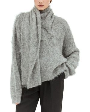 TOTEME Draped Scarf Brushed Finish Knitted Jumper - Grey