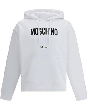 Moschino Logo Printed Drawstring Hoodie - White