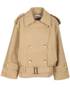 Self-Portrait Low-Slung Belted Trench Jacket - Natural