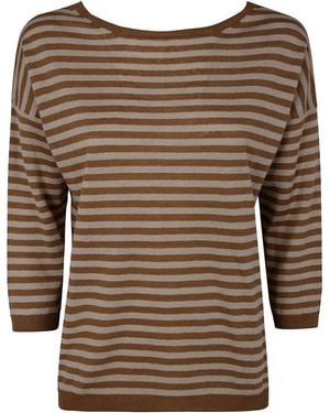 Base London Striped Long Sleeve Top - Brown