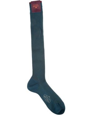 Gallo Ribbed Knee-High Socks - Blue