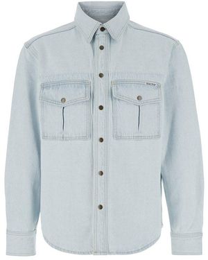 AFTER PRAY Denim Shirt With Logo Patch - Blue