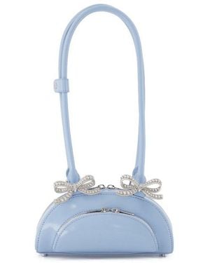 Self-Portrait Curved Mini Shoulder Bag - Blue