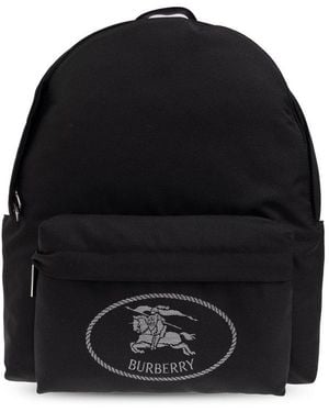 Burberry Logo Printed Orkney Backpack - Black