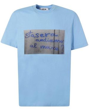 MSGM Graphic Print Crewneck T-Shirt - Blue
