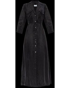Ganni V-Neck Maxi Dress - Black