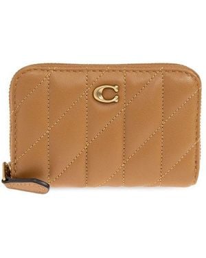 COACH Essential Zip-Around Quilted Small Card Case - Brown