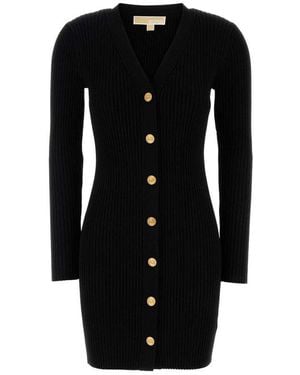 MICHAEL Michael Kors V-Neck Stretch Knitted Dress - Black