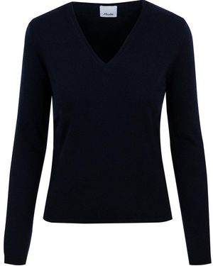 Allude V-Neck Knitted Pullover - Blue
