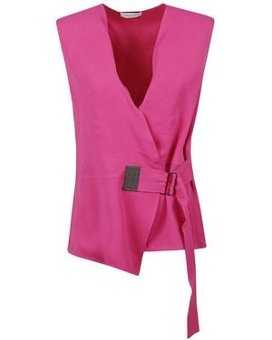 Fabiana Filippi V-neck Belted Sleeveless Top - Pink