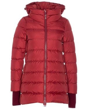 Herno Zip-Up Hooded Down Jacket - Red
