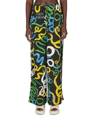 Simon Miller Flash Graphic Printed Wide-Leg Trousers - Green