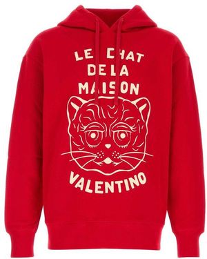 Valentino Chat De La Maison Drawstring Hoodie - Red