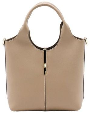Tod's Logo Engraved Mini Shopping Bag - Natural