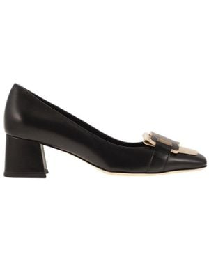 Tod's Leather Court Shoes With Chain - Black