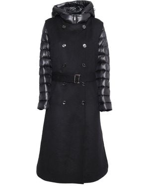 Moorer Harna-Cwr Double Breasted Hooded Coat - Black