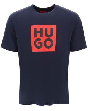 HUGO Daltor Logo Printed Crewneck T-Shirt - Blue