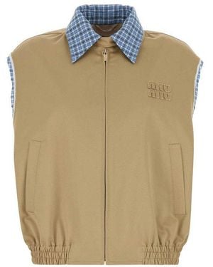 Miu Miu Layered Zipped Gilet - Blue